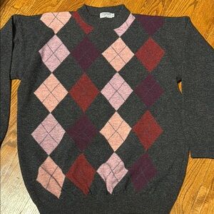 ESPRIT crewneck lambswool blend argyle sweater - size S